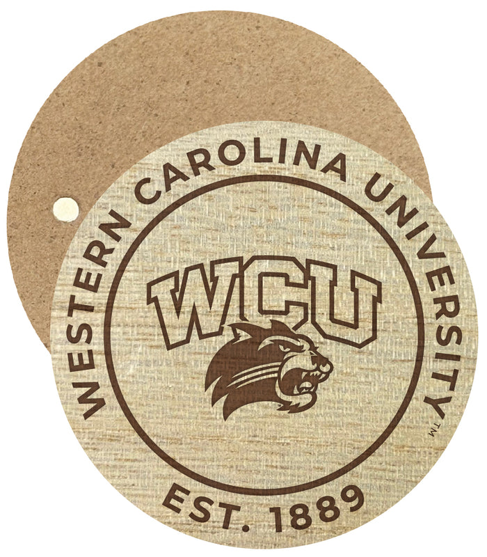 Western Carolina University Engraved Round Wooden 2.5" Fridge Magnet Officially Licensed Collegiate Product Single