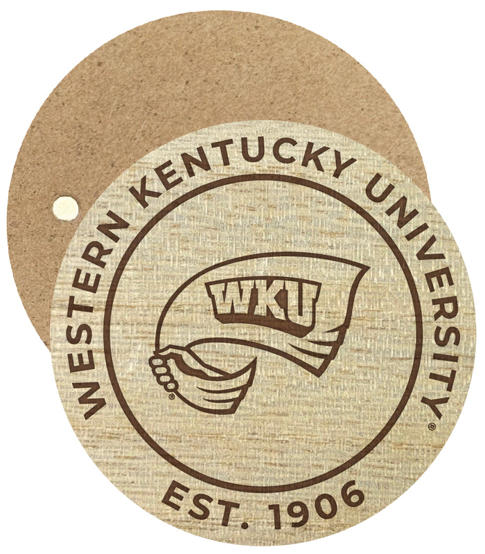 Western Kentucky Hilltoppers Engraved Round Wooden 2.5" Fridge Magnet Officially Licensed Collegiate Product 2-Pack