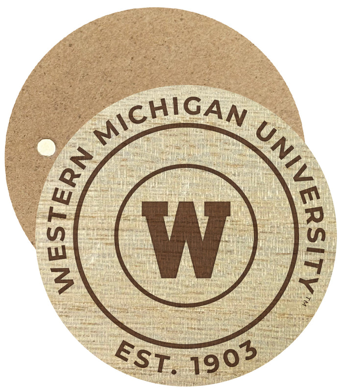 Western Michigan University Engraved Round Wooden 2.5" Fridge Magnet Officially Licensed Collegiate Product 2-Pack