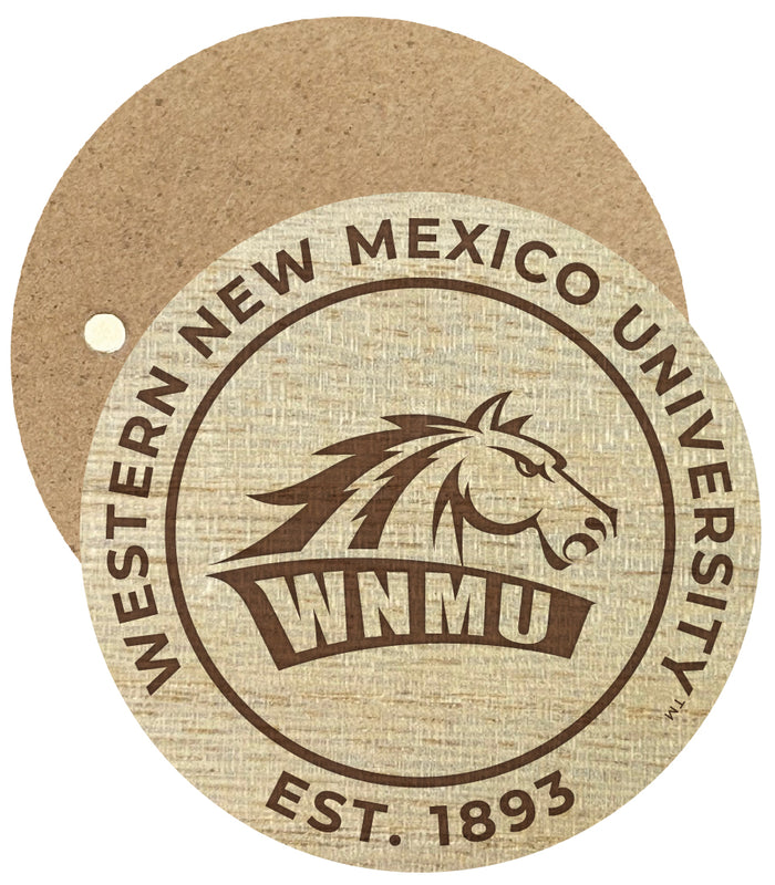 Western New Mexico University Engraved Round Wooden 2.5" Fridge Magnet Officially Licensed Collegiate Product 2-Pack