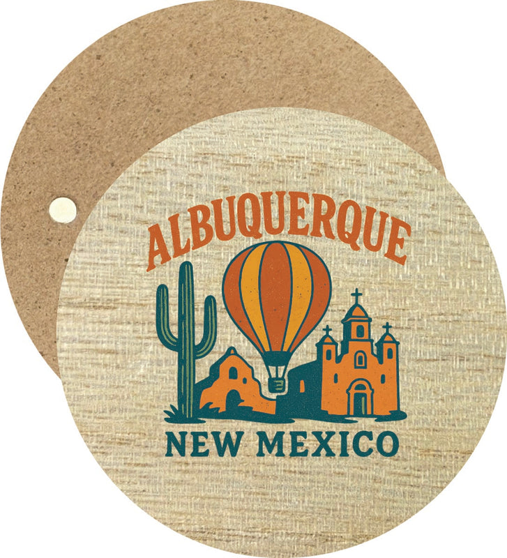 Albuquerque New Mexico Vintage Design Souvenir Round Wooden 2.5"Fridge Magnet