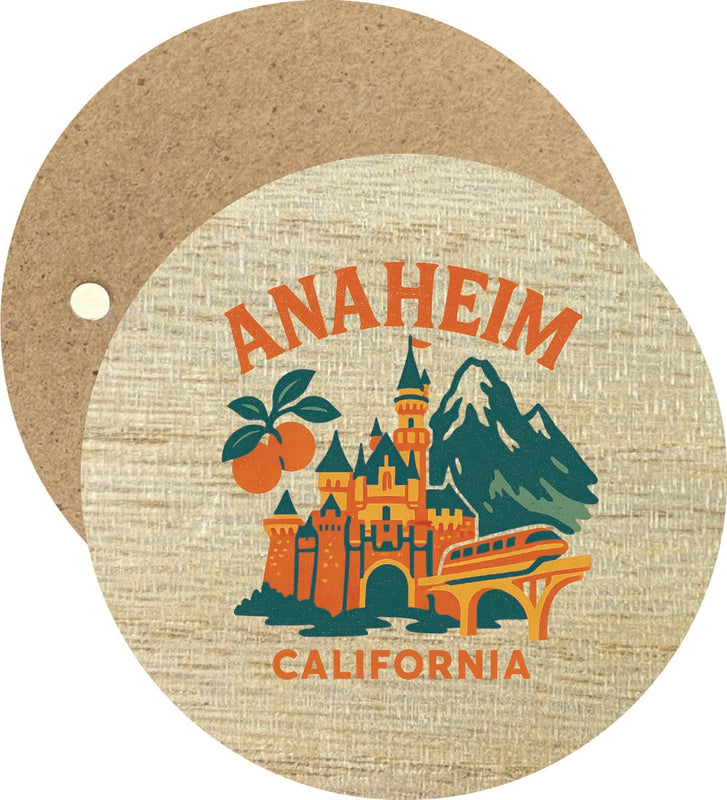 Anaheim California Vintage Design Souvenir Round Wooden 2.5"Fridge Magnet