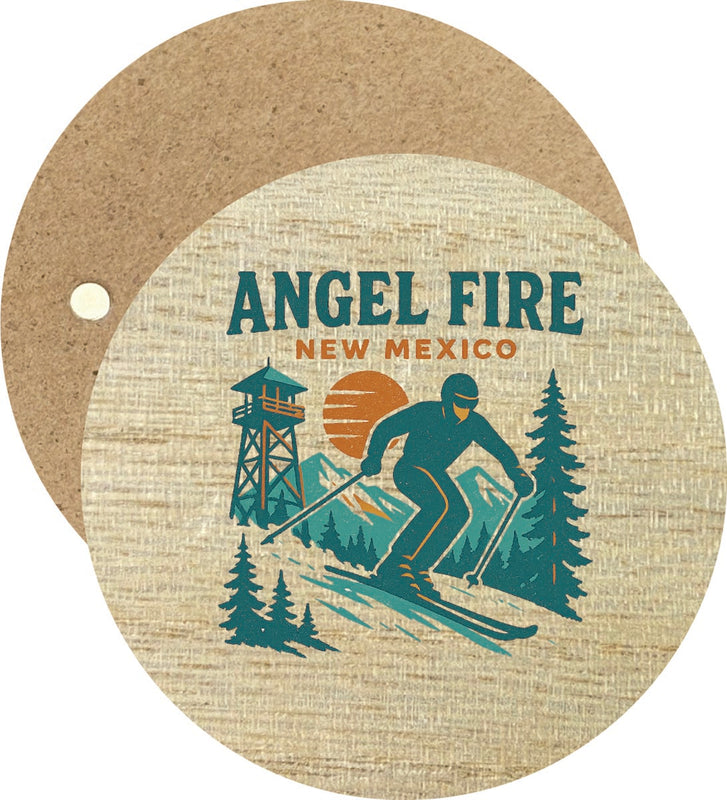 Angel Fire New Mexico Vintage Design Souvenir Round Wooden 2.5"Fridge Magnet