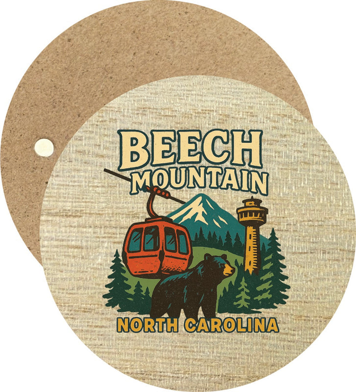 Beech Mountain North Carolina Vintage Design Souvenir Round Wooden 2.5"Fridge Magnet