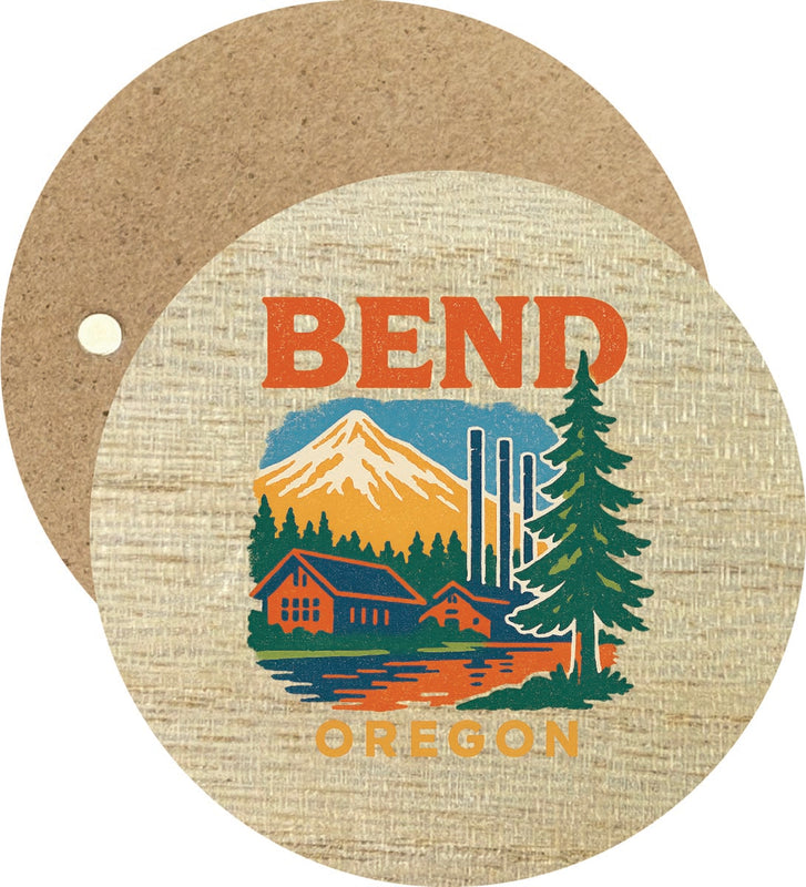 Bend Oregon Vintage Design Souvenir Round Wooden 2.5"Fridge Magnet