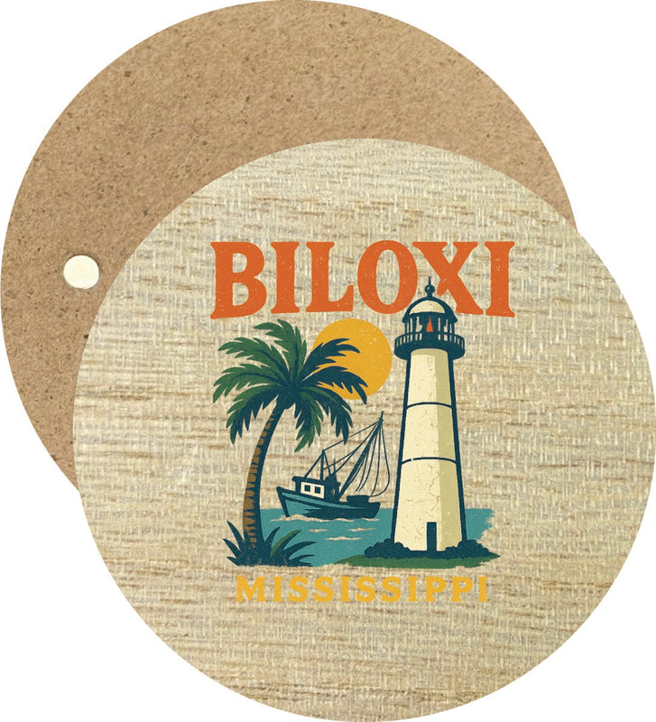 Biloxi Mississippi Vintage Design Souvenir Round Wooden 2.5"Fridge Magnet