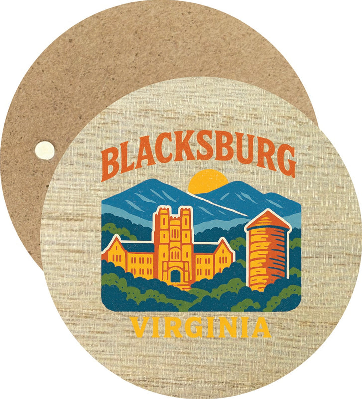 Blacksburg Virginia Vintage Design Souvenir Round Wooden 2.5"Fridge Magnet