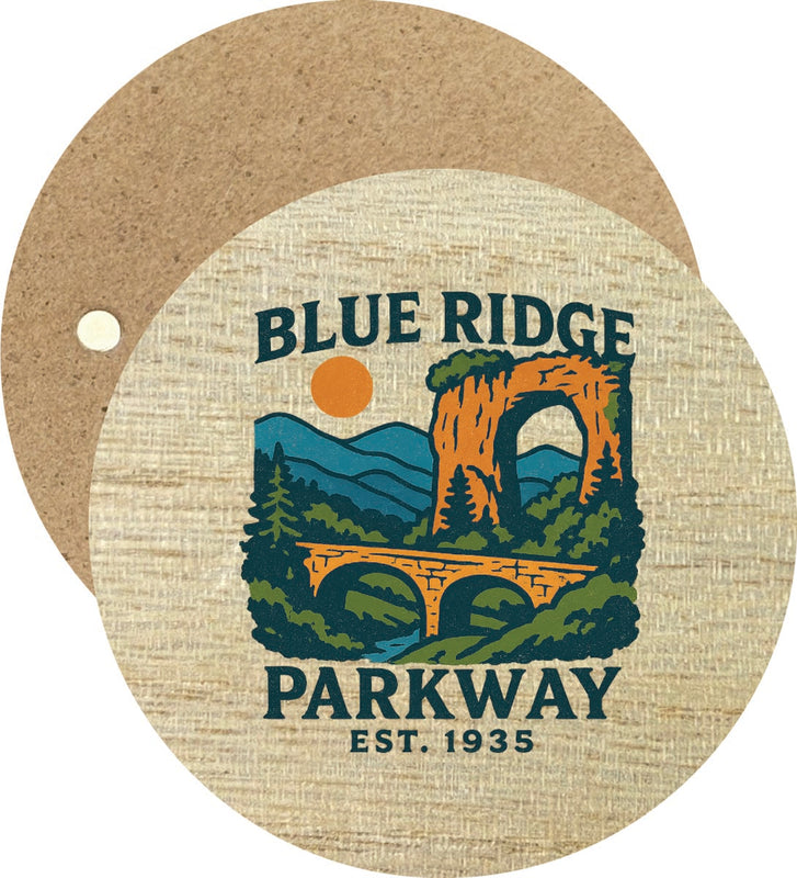 Blue Ridge Parkway Vintage Design Souvenir Round Wooden 2.5"Fridge Magnet