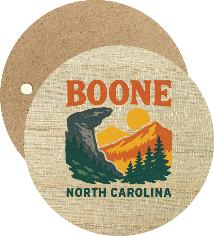 Boone North Carolina Vintage Design Souvenir Round Wooden 2.5"Fridge Magnet
