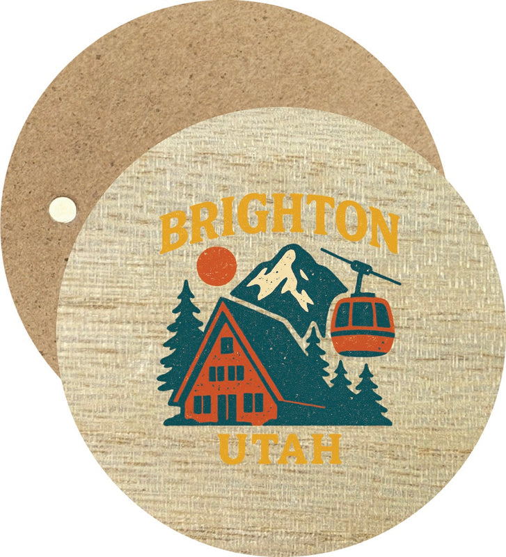 Brighton Utah Vintage Design Souvenir Round Wooden 2.5"Fridge Magnet