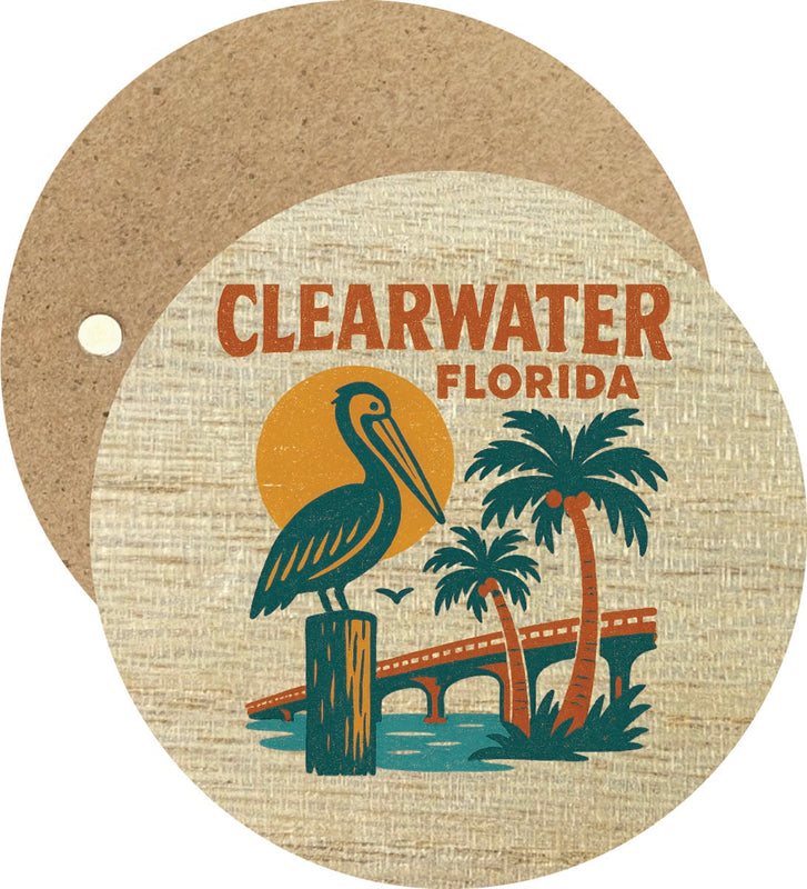 Clearwater Florida Vintage Design Souvenir Round Wooden 2.5"Fridge Magnet