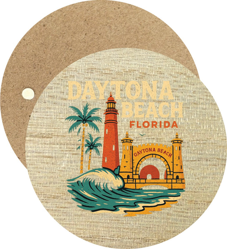 Daytona Beach Florida Vintage Design Souvenir Round Wooden 2.5"Fridge Magnet