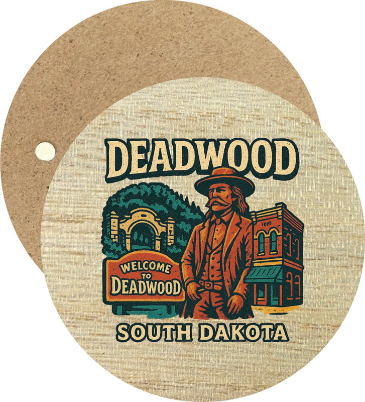 Deadwood South Dakota Vintage Design Souvenir Round Wooden 2.5"Fridge Magnet