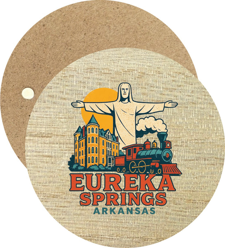 Eureka Springs Arkansas Vintage Design Souvenir Round Wooden 2.5"Fridge Magnet
