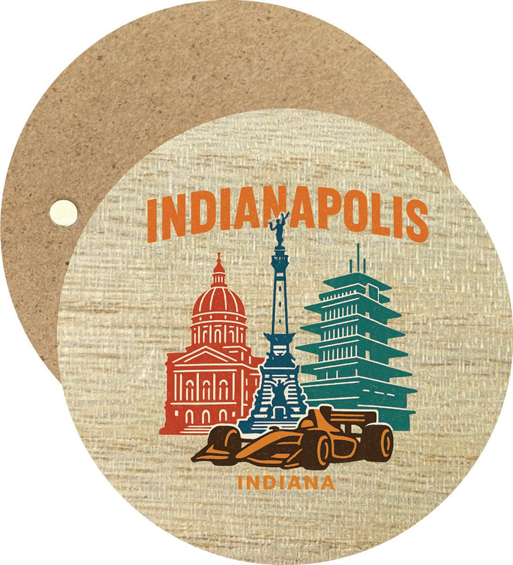 Indianapolis Indiana Vintage Design Souvenir Round Wooden 2.5"Fridge Magnet