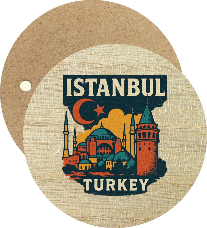 Istanbul Turkey Vintage Design Souvenir Round Wooden 2.5"Fridge Magnet
