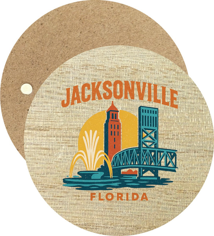 Jacksonville Florida Vintage Design Souvenir Round Wooden 2.5"Fridge Magnet