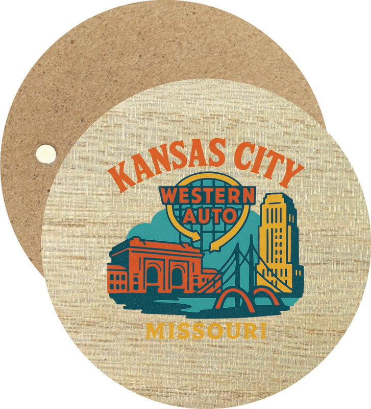 Kansas City Missouri Vintage Design Souvenir Round Wooden 2.5"Fridge Magnet