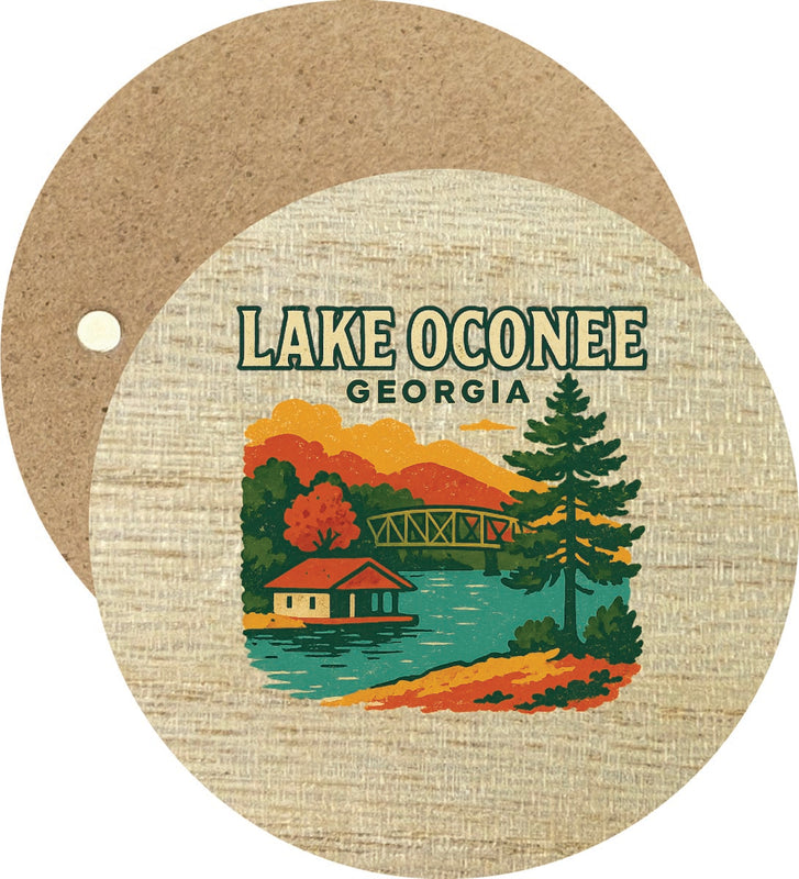Lake Oconee Georgia Vintage Design Souvenir Round Wooden 2.5"Fridge Magnet