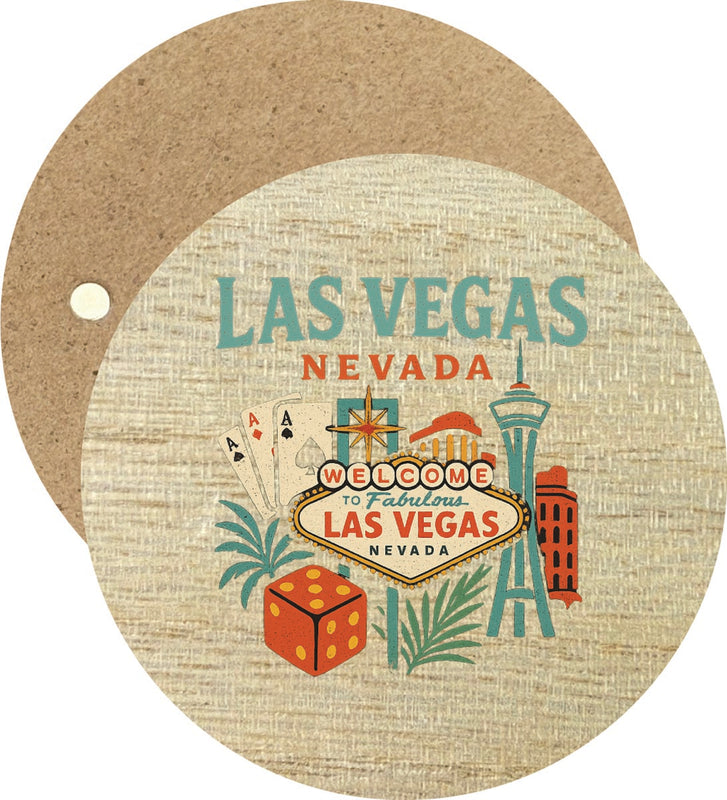 Las Vegas Nevada Vintage Design Souvenir Round Wooden 2.5"Fridge Magnet