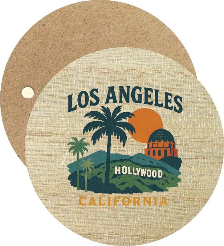 Los Angeles California Vintage Design Souvenir Round Wooden 2.5"Fridge Magnet