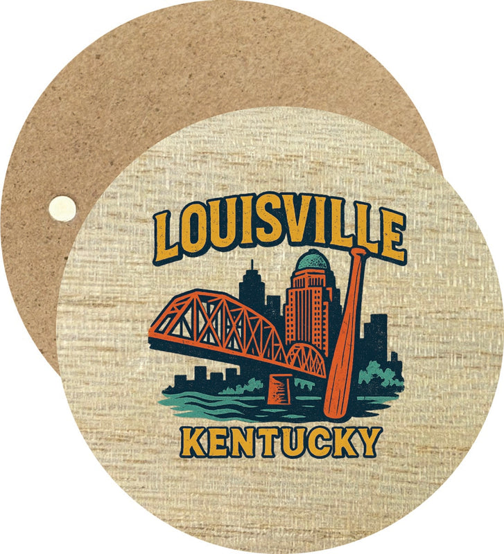 Louisville Kentucky Vintage Design Souvenir Round Wooden 2.5"Fridge Magnet