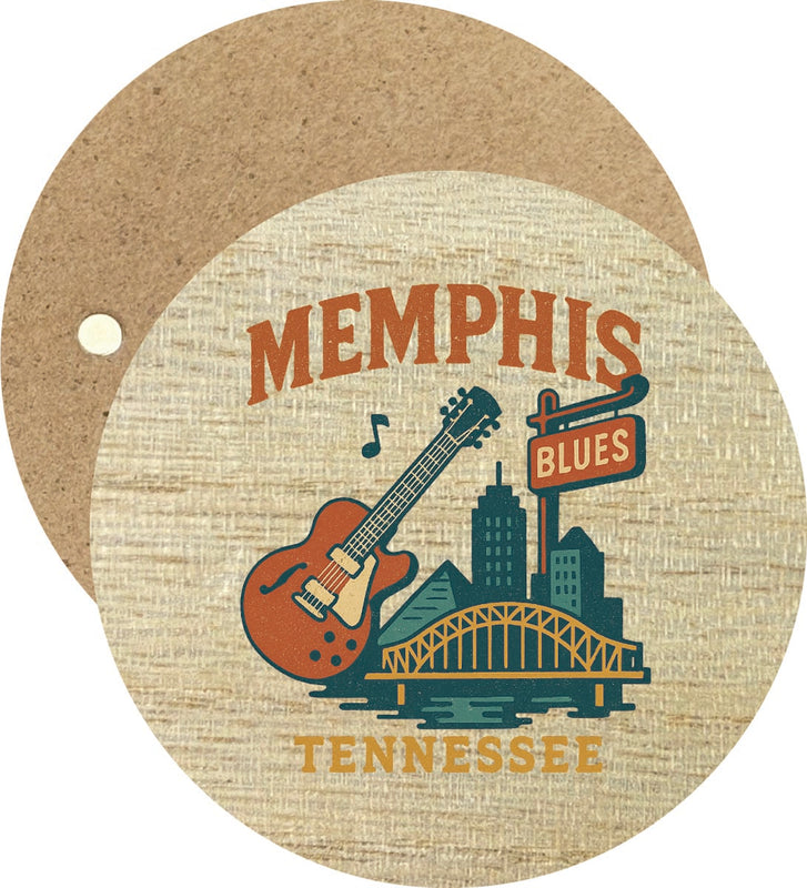 Memphis Tennessee Vintage Design Souvenir Round Wooden 2.5"Fridge Magnet