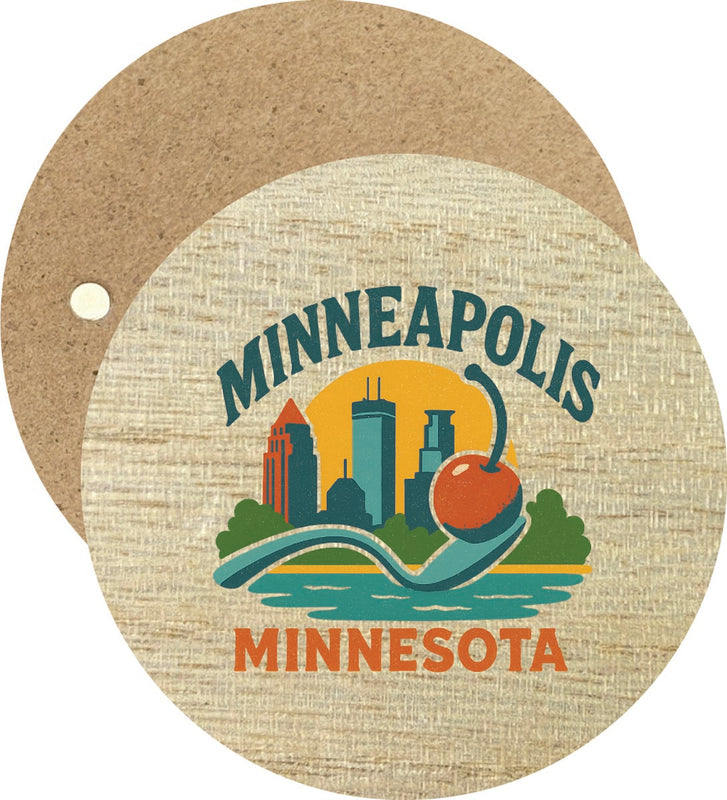 Minneapolis Minnesota Vintage Design Souvenir Round Wooden 2.5"Fridge Magnet