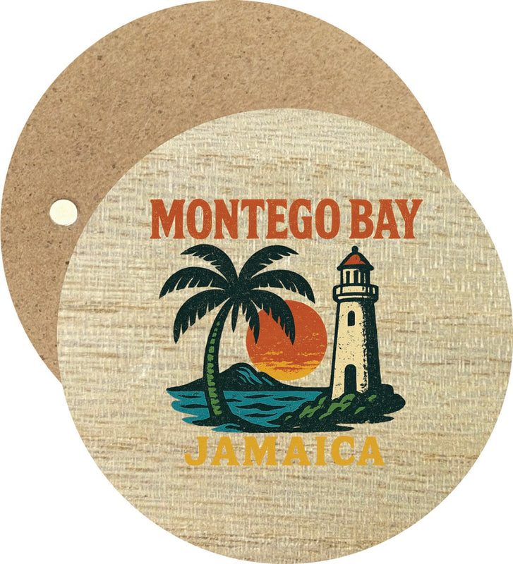 Montego Bay Jamaica Vintage Design Souvenir Round Wooden 2.5"Fridge Magnet