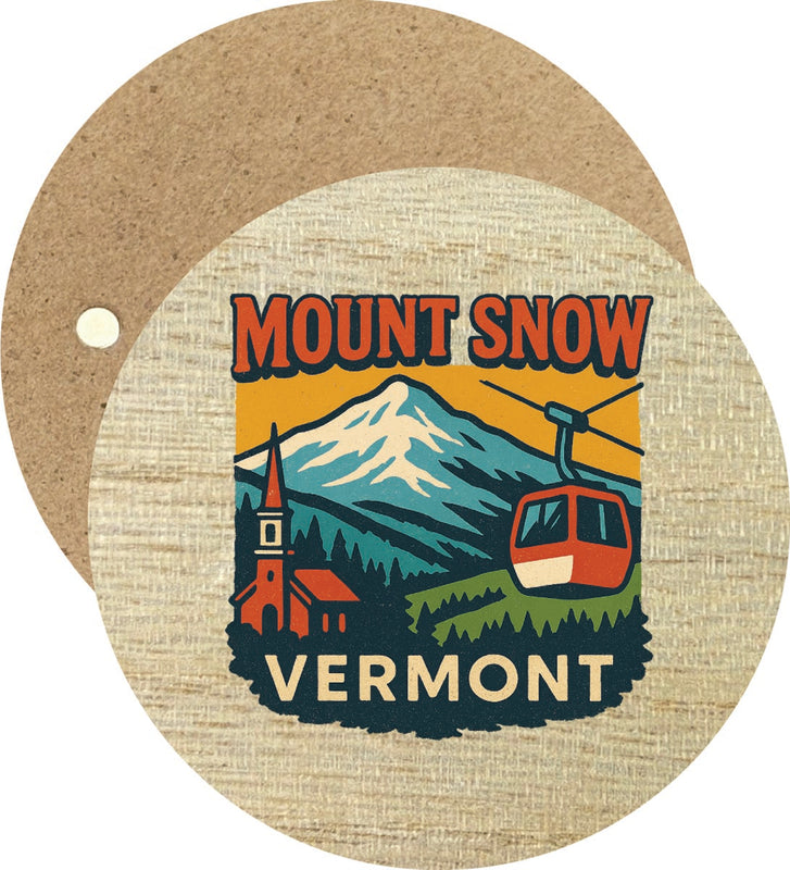 Mount Snow Vermont Vintage Design Souvenir Round Wooden 2.5"Fridge Magnet