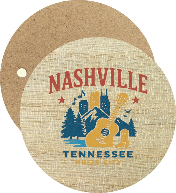 Nashville Tennessee Vintage Design Souvenir Round Wooden 2.5"Fridge Magnet