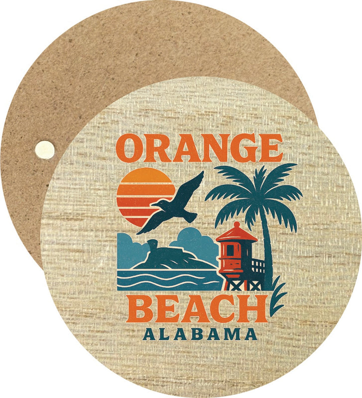 Orange Beach Alabama Vintage Design Souvenir Round Wooden 2.5"Fridge Magnet