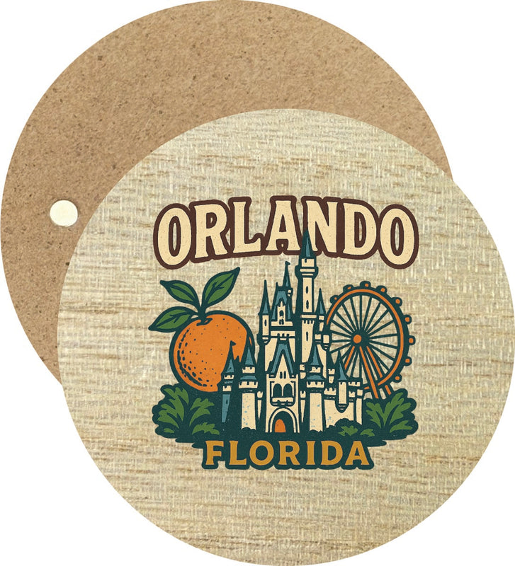 Orlando Florida Vintage Design Souvenir Round Wooden 2.5"Fridge Magnet