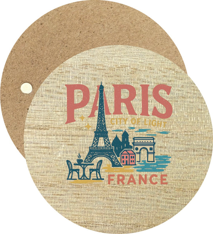 Paris France Vintage Design Souvenir Round Wooden 2.5"Fridge Magnet