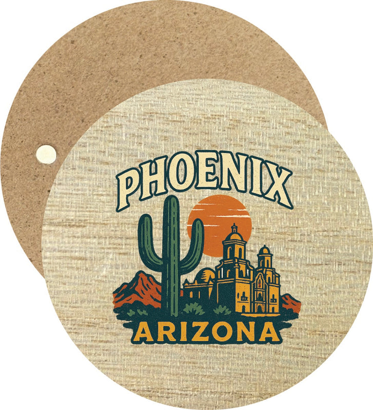 Phoenix Arizona Vintage Design Souvenir Round Wooden 2.5"Fridge Magnet