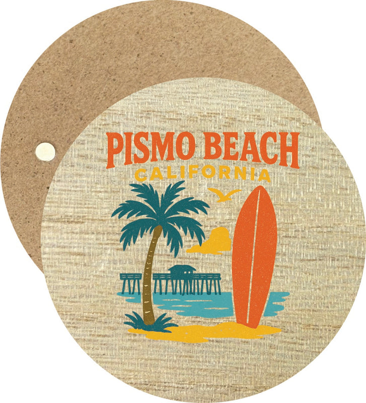 Pismo Beach California Vintage Design Souvenir Round Wooden 2.5"Fridge Magnet