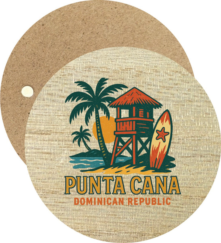 Punta Cana Dominican Republic Vintage Design Souvenir Round Wooden 2.5"Fridge Magnet
