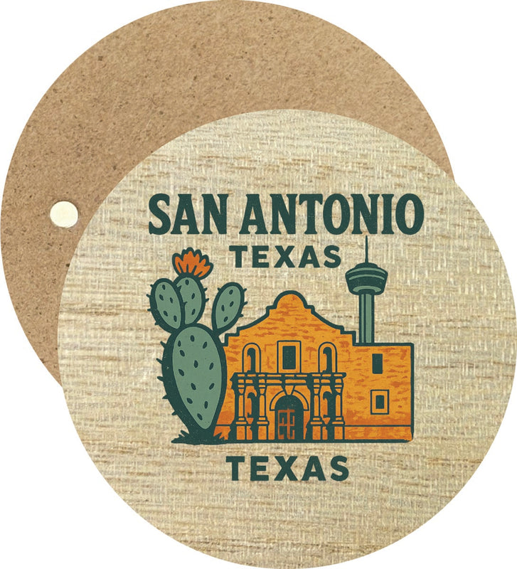 San Antonio Texas Vintage Design Souvenir Round Wooden 2.5"Fridge Magnet