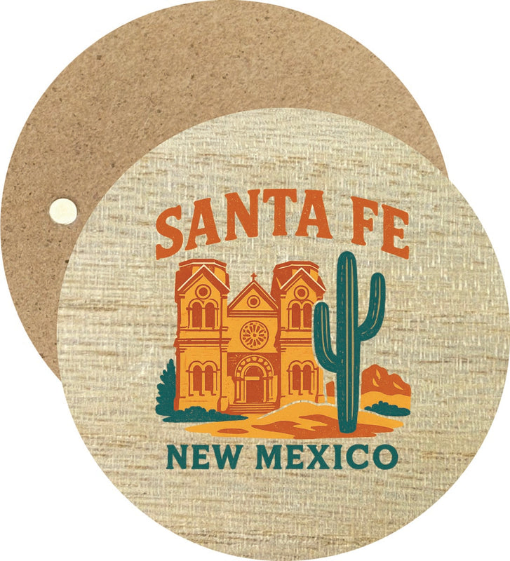 Santa Fe New Mexico Vintage Design Souvenir Round Wooden 2.5"Fridge Magnet