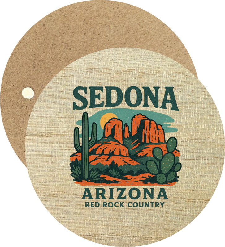 Sedona Arizona Vintage Design Souvenir Round Wooden 2.5"Fridge Magnet