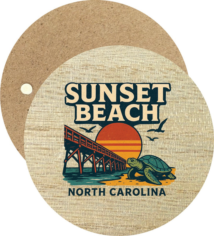 Sunset Beach North Carolina Vintage Design Souvenir Round Wooden 2.5"Fridge Magnet