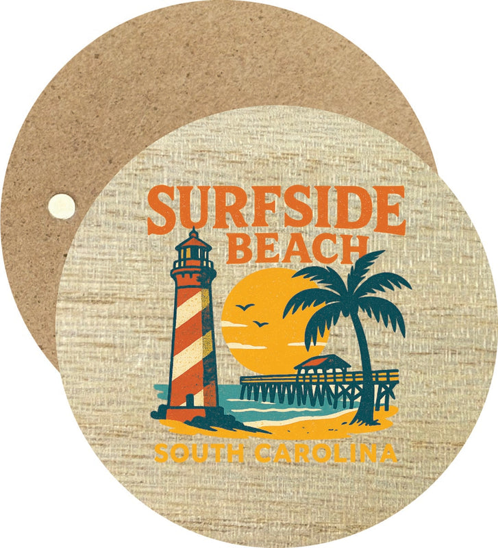 Surfside Beach South Carolina Vintage Design Souvenir Round Wooden 2.5"Fridge Magnet