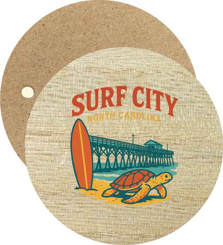 Surf City North Carolina Vintage Design Souvenir Round Wooden 2.5"Fridge Magnet