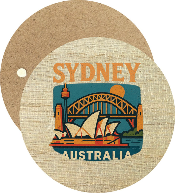 Sydney Australia Vintage Design Souvenir Round Wooden 2.5"Fridge Magnet
