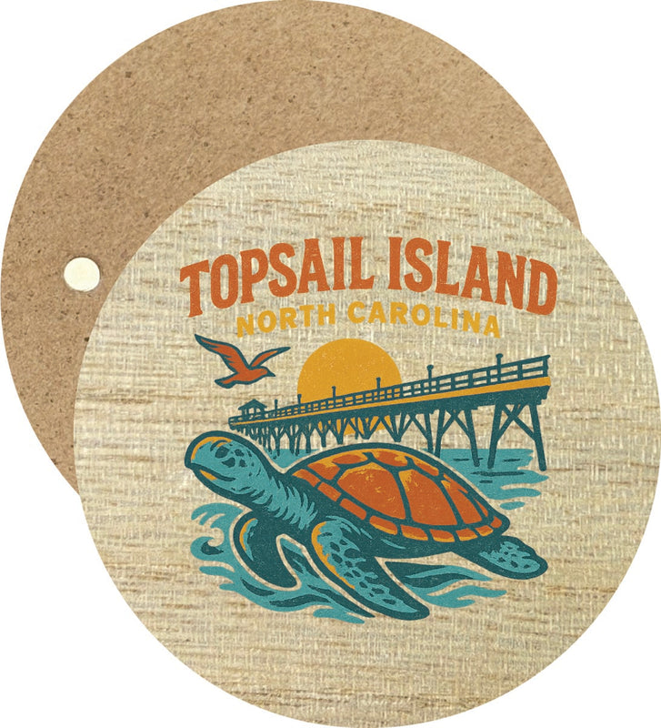 Topsail Island North Carolina Vintage Design Souvenir Round Wooden 2.5"Fridge Magnet