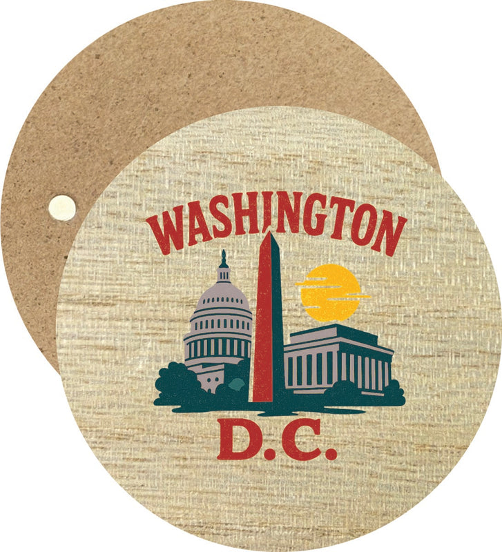 Washington DC Vintage Design Souvenir Round Wooden 2.5"Fridge Magnet