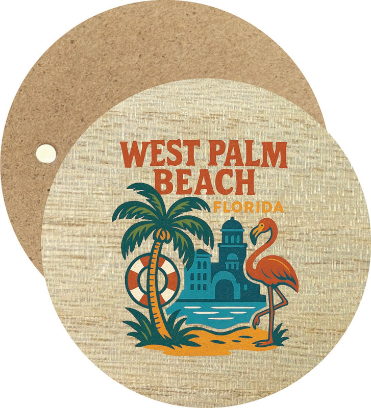 West Palm Beach Florida Vintage Design Souvenir Round Wooden 2.5"Fridge Magnet