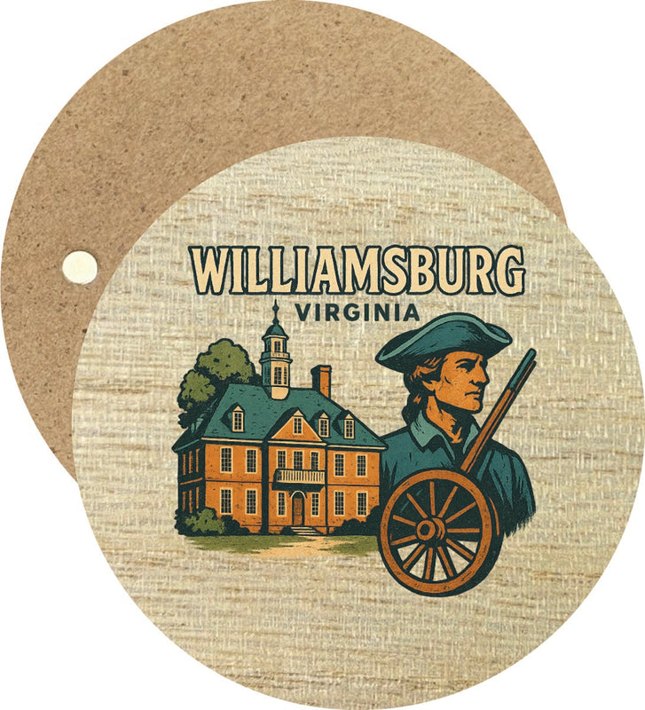 Williamsburg Virginia Vintage Design Souvenir Round Wooden 2.5"Fridge Magnet