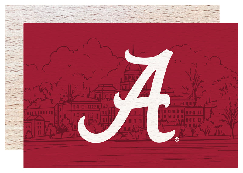 Alabama Crimson Tide Officially Licensed 4x6" Wooden Postcard with Full Color Design