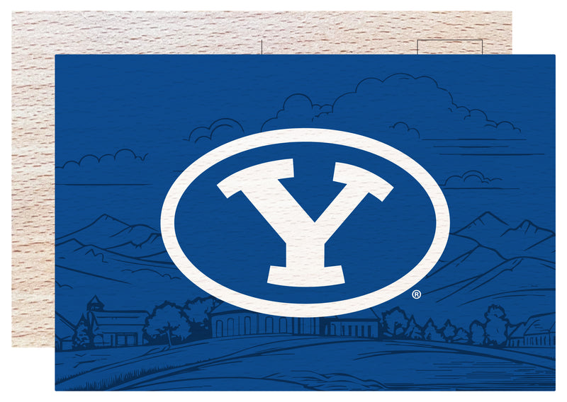 Brigham Young Cougars Officially Licensed 4x6" Wooden Postcard with Full Color Design